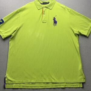 Polo Ralph Lauren Big Pony Polo Shirt Lime Green Purple 3XLT Preppy Rugby